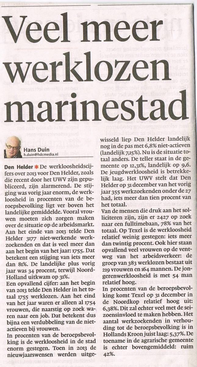 Uit het Noord Hollands Dagblad van 30 januari 2014
